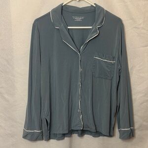 Victoria’s Secret Blue Pajama Top Button Front Long Sleeve